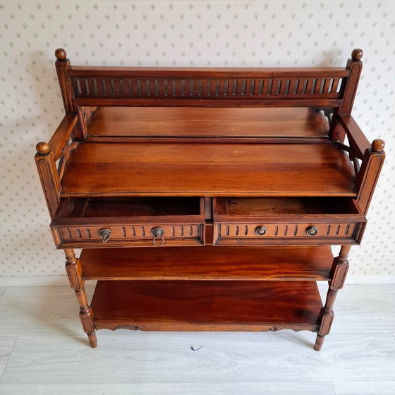 Image 1 of Mahoniehouten Consoletafel met twee lades en twee planken