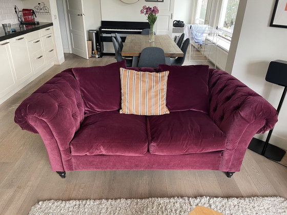 Burgundy Chesterfield Sofa – 2 seaters, Velvet (photo 5 of 5)