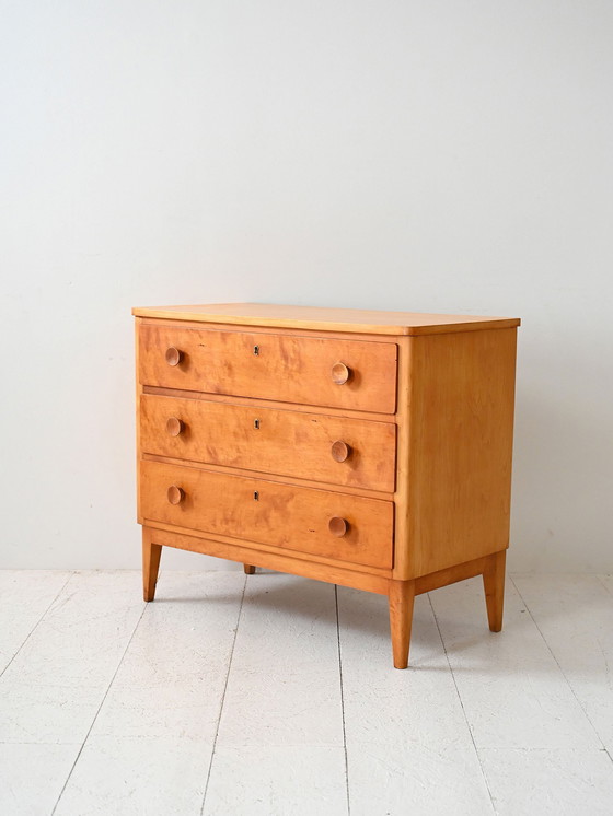 Image 1 of 1950s Scandinavian vintage oak chest of drawers