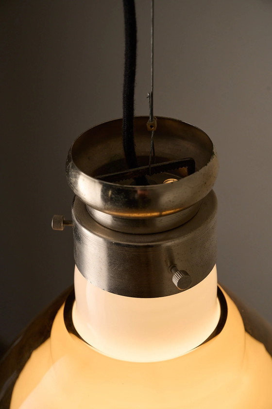 Space Age Blown Glass Pendant Lamp by Vistosi, Italy, 1970s, Ceiling lights, Aluminium (photo 7 of 10)