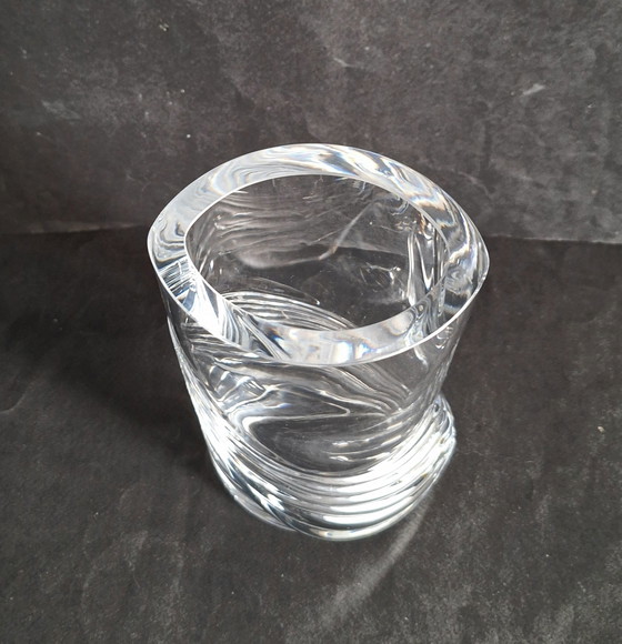 Image 1 of Peill & Putzler heavy swirling crystal vase. Swag motif.