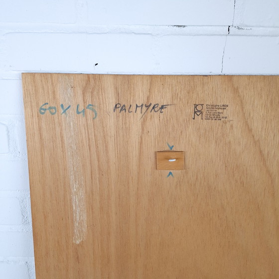 Image 1 of Tablette d'argile abstraite de Christophe Liron avec papier cuir, œuvre murale abstraite