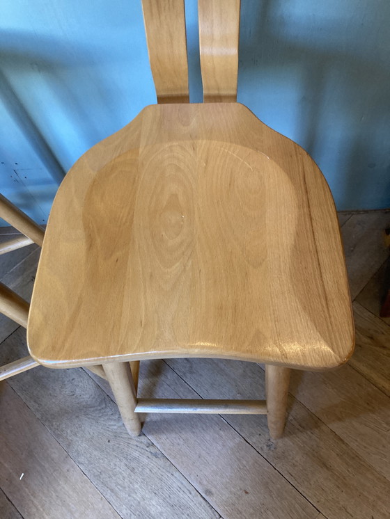 Image 1 of Set van twee vintage brutalist design beukenhout barkrukken 