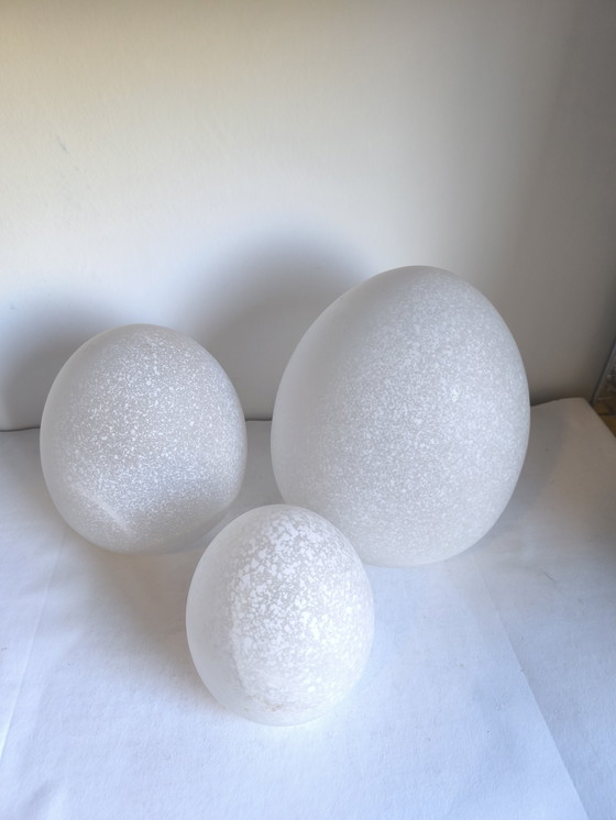 Image 1 of Lot de 3 lampes vintage en verre Clichy Egg