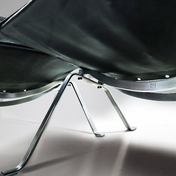 Image 1 of Coppia di Poul Kjaerholm PK22 vintage in pelle nera per Kold Christensen degli anni '60