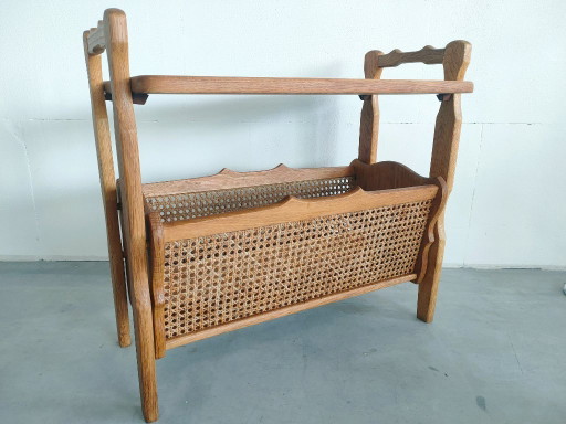Table de lecture/revue vintage McM en chêne danois et toile, style danois.