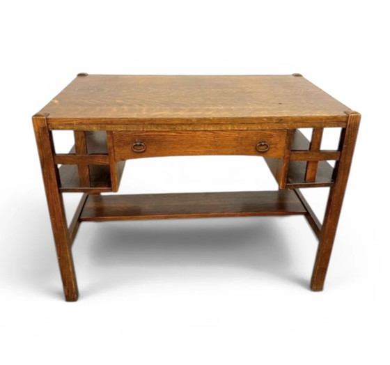 Early 20th-century oak Arts and Crafts desk by Bourn - Hadley USA / 1920s / USA / Stickley Brothers (photo 5 of 7)