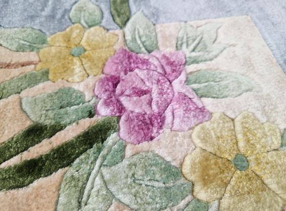 Image 1 of Handgeknoopt Oriental Zijde tapijt floral China NEW 93x152cm