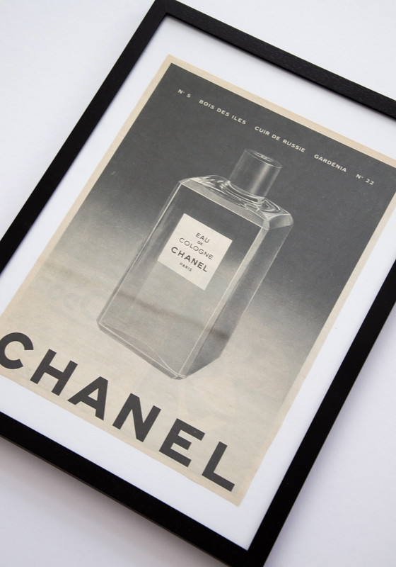 Image 1 of Originele Vintage Chanel Eau de Cologne Reclame Poster 1961 / Niet ingelijst / 33x25cm / Zeer Goede Staat / Geen Herdruk