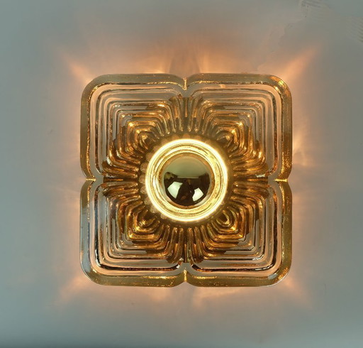 lourd mid century ice glass wall lamp 1960s 70s sconce