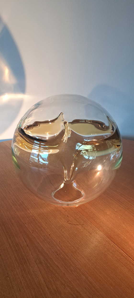 Image 1 of 🟡DORIA Pendant Light 1970s – Hand-blown Glass Globe Ø30 cm – Amber / Smoked Gold – Vintage Mid-Century