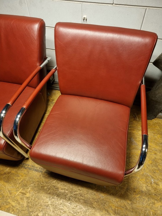 Image 1 of 2x Designer-Sessel Leder/Chrom