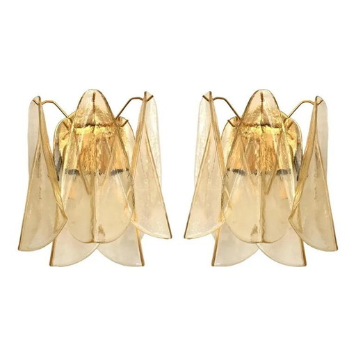 Amber Rondini Murano Glass Gold Wall Sconces by Simoeng, Set of 2