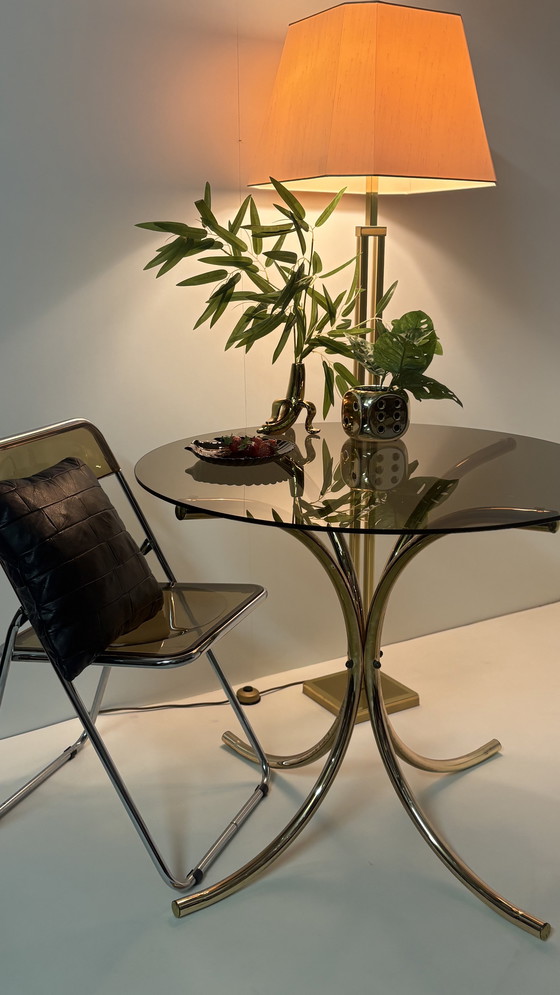 Image 1 of Gastone Rinaldi design vintage dining table round brass/glass