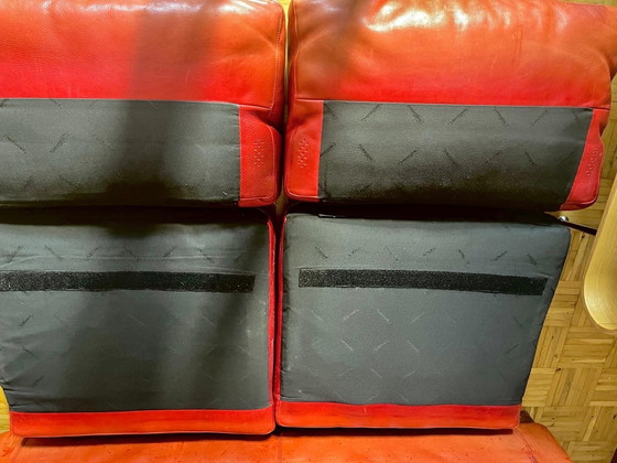 Image 1 of Red Leather 2-Seater Sofa by Brand Molinari
