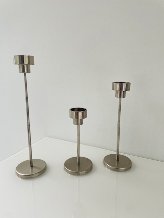 Image 1 of Set di 3 candelieri regolabili in acciaio inox