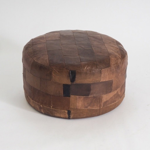 Vintage Leather Patchwork Pouf