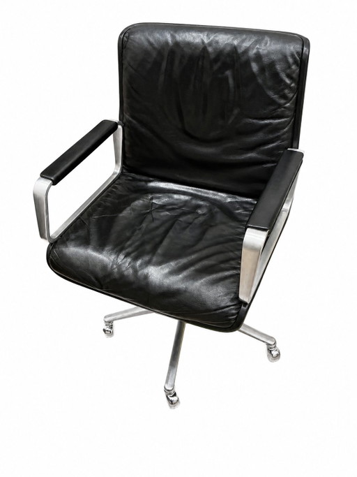 Wilkhahn Delta 2000 bureaustoel – leer & aluminium – designklassieker – draaistoelen, Leather