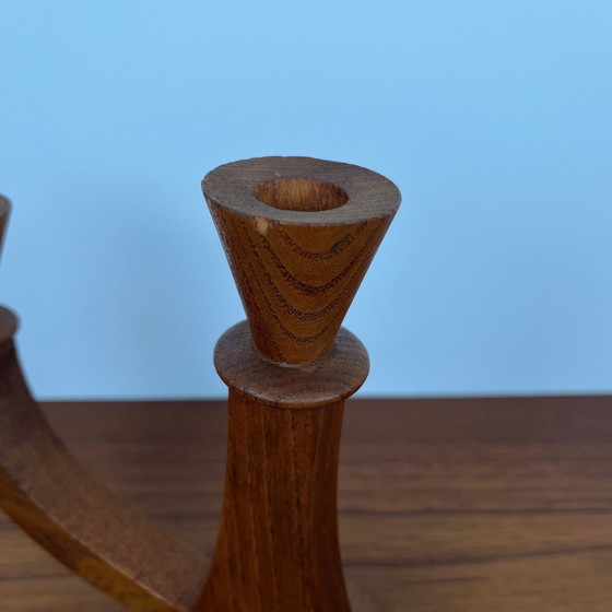 Image 1 of Candelabro de teca de tres brazos, 1960/70