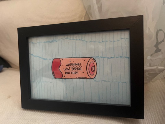 “Low Social Battery” Acryl Painting – Paintings & Drawings, Paper, Glass (photo 5 of 5)