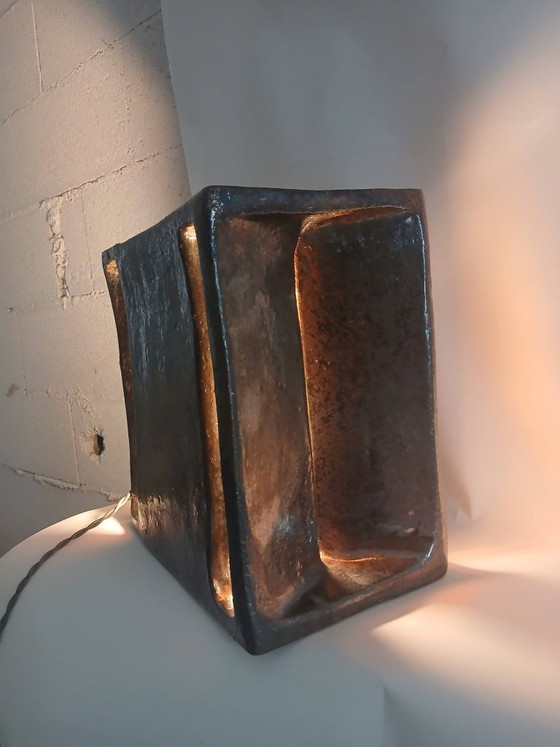Image 1 of sculptural table lamp, "block" model