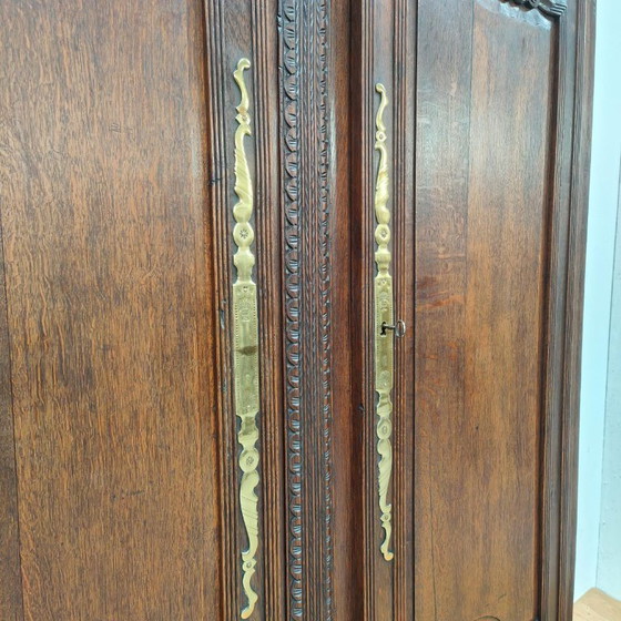 Antique cabinet, bridal cabinet, wardrobe, wall cabinet, display cabinet, Wood, Brass, Brown, Vintage (photo 11 of 12)
