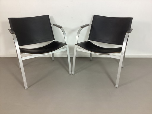 Set Van 2 Vintage Tord Björklund Easy Chairs Stoelen Leer Ikea 