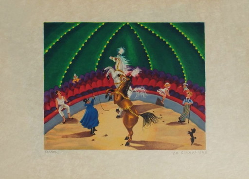 Madeleine LA GIRAUDIERE Au cirque Litografia firmata 1970