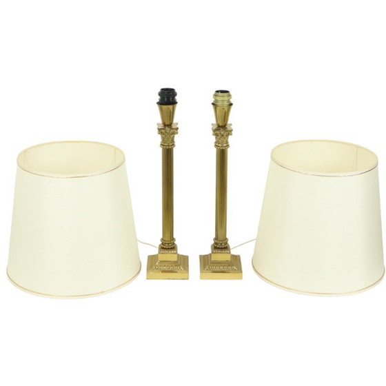 Image 1 of Coppia di lampade Hollywood Regency in ottone