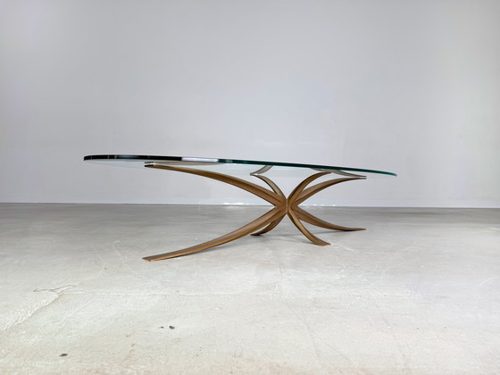 Image 1 of Original vintage coffee table Michel Mangematin bronze glass 1960s