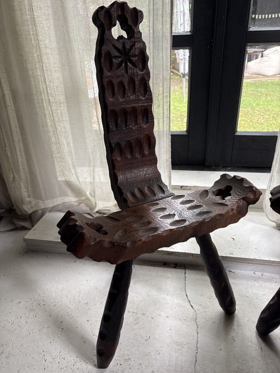 Image 1 of Vintage Brutalist Set – Hand-Carved Spanish Design (3-piece)