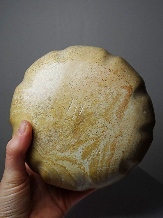 Image 1 of Vintage carved and polished stone box, pumpkin vintage craft 1980-1990