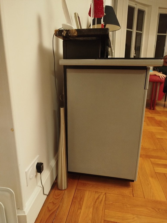 Image 1 of Vintage bar in leather, marble and glass with storage