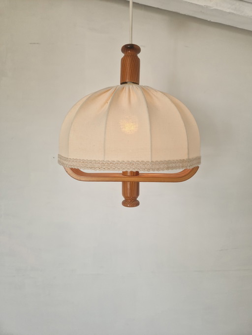 Vintage Swedish Pine Pendant Lamp 1960s