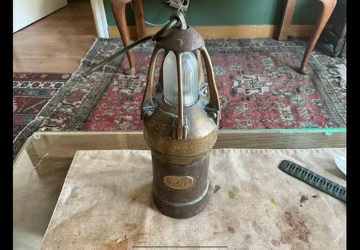 Antique Miner's Lamp – tafellampen, Glass, Metal