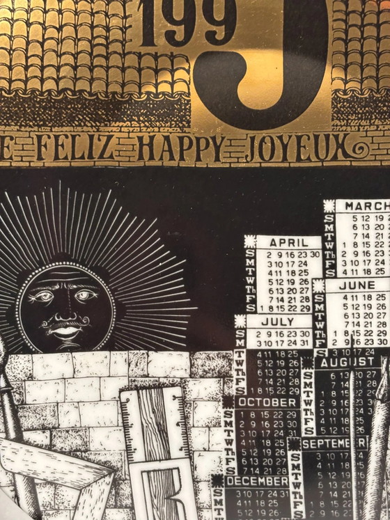Fornasetti 1995 Ceramic Calendar Plate, Decorative Objects, Porcelain, Surrealism (photo 8 of 10)