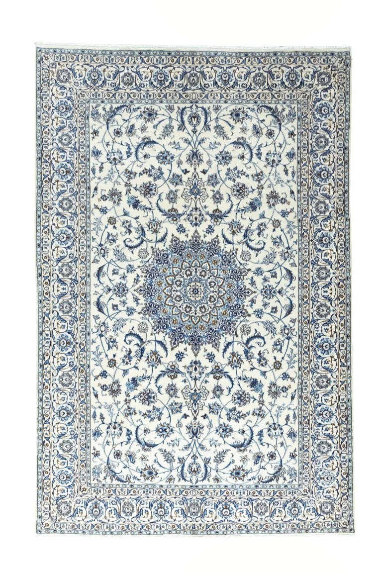 Tapis persan noué à la main original Naïn 9 LA fin avec soie 190 x 128 cm Top condition | €2,400