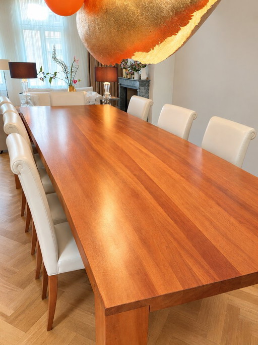 Table de salle à manger vintage en bois de cerisier 270 x 100 x 75 cm L x l x H