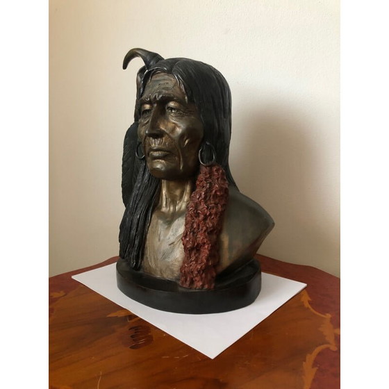 Image 1 of Vintage sculpture of a Native American face