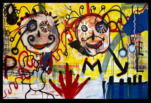 Kostabi, Paul - Fantasticness - Technique mixte sur toile - Exemplaire unique