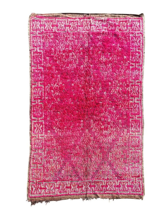 Image 1 of Pink Moroccan Boujad Rug 190x310 cm - Handwoven Wool Area Rug from Haouz- Boho Decor