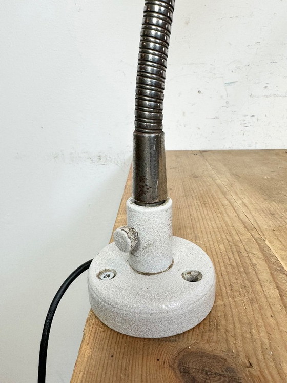 Image 1 of Grey Industrial Workshop Gooseneck Table Lamp, 1960s