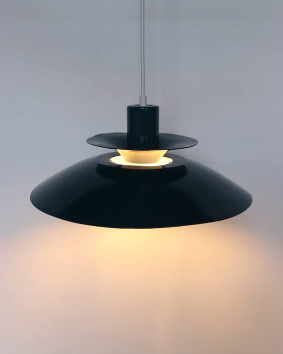 Image 1 of Lampada a sospensione vintage design danese lampada a ciotola blu petrolio retrò