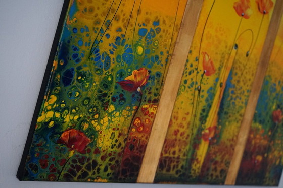 Image 1 of Golden Thresholds – Large Original Painting 80x70 cm, Hand Applied 23K Gold Leaf, Contemporary Symbolic Art