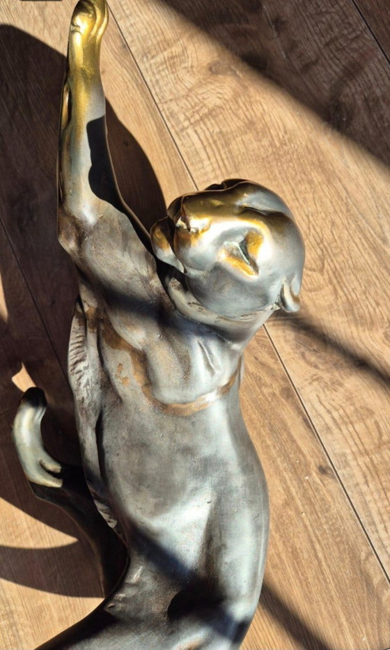Art Deco panter sculptuur – Decoratieve objecten, Metaal (photo 14 of 24)