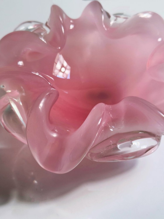Image 1 of Murano Bowl / Ashtray 1950s Vintage Alfredo Barbini Vetreria G. Campanella Rosa Swirl