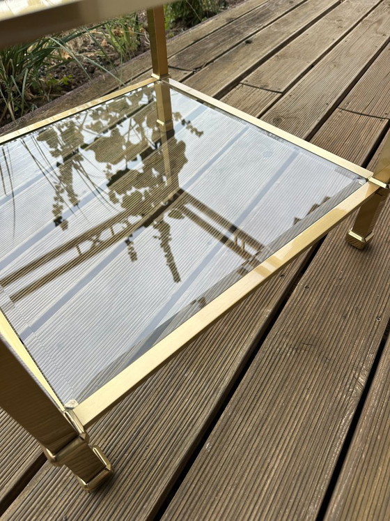 Image 1 of Table d'appoint vintage Orsenigo Italy – Laiton et verre facetté