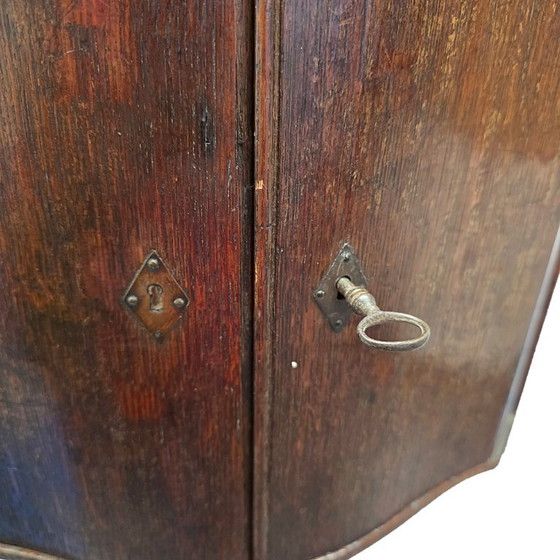 Antique French Oak Corner Wall Cabinet, circa 1800, Wood, Brown (photo 4 of 7)
