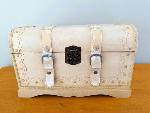 Small wood and leather storage box