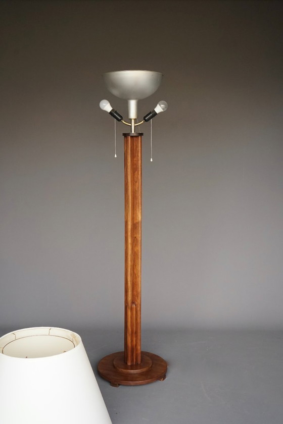 Image 1 of Lámpara de pie Art Déco monumental de la Escuela de Ámsterdam de la década de 1930